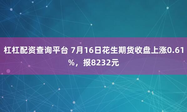 杠杠配资查询平台 7月16日花生期货收盘上涨0.61%，报8232元